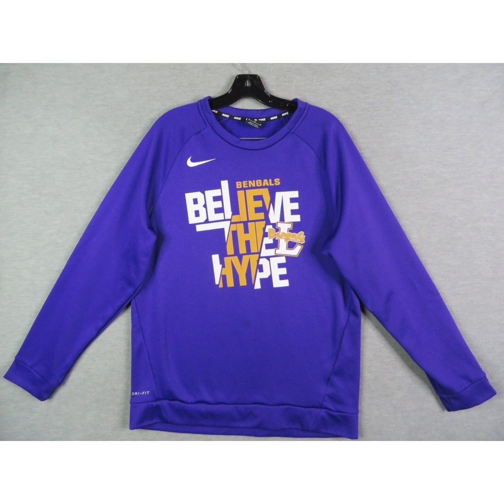 Nike Mens Sweatshirt M Purple Bengels Pullover Believe Hype NFL Cincinatti Dri F